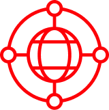 Аурудың таралуын білдіретін қызыл контурлы глобус белгішесі
