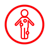 Аурудың жеке ағымын білдіретін қызыл контурлы белгіше